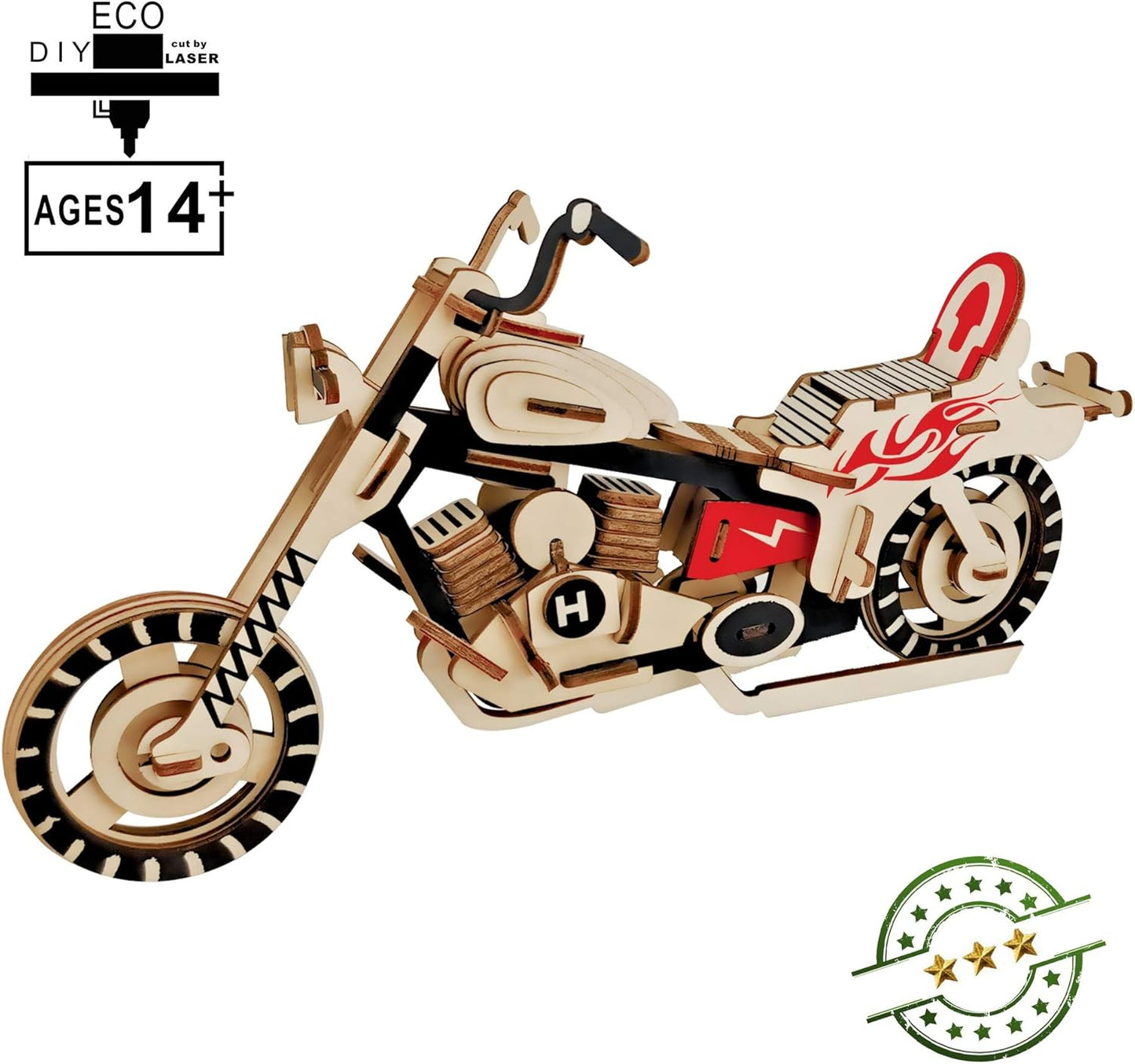 3D Wooden Motorcycle Model Puzzle - 98 Piece DIY Craft Kit for Adults, Perfect Home Decor & Brain Teaser Challenge!