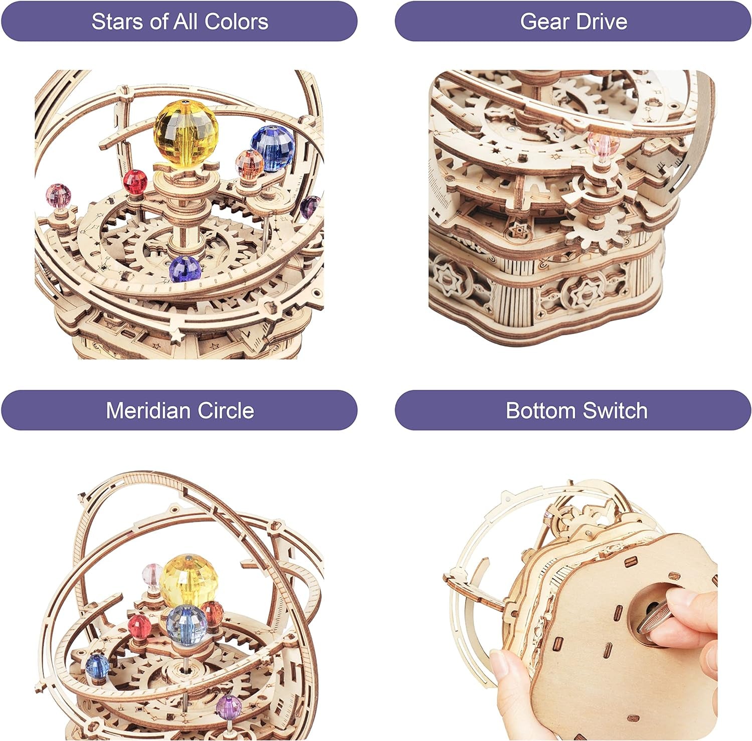 Starry Night Music Box 3D Puzzle - DIY Wooden Mechanical Model Kit for Adults, Perfect Gift for Birthdays & Christmas