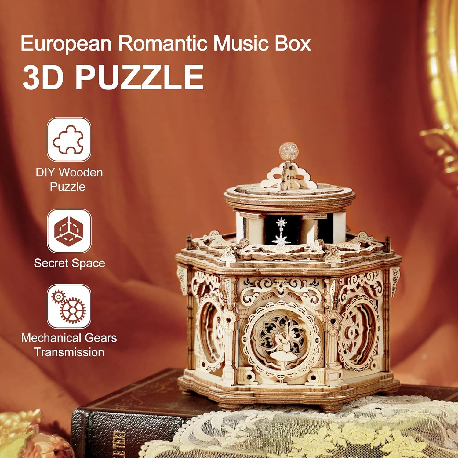 Secret Garden 3D Wooden Puzzle Music Box - Perfect Gift for Women on Birthdays, Valentine's Day, and Christmas