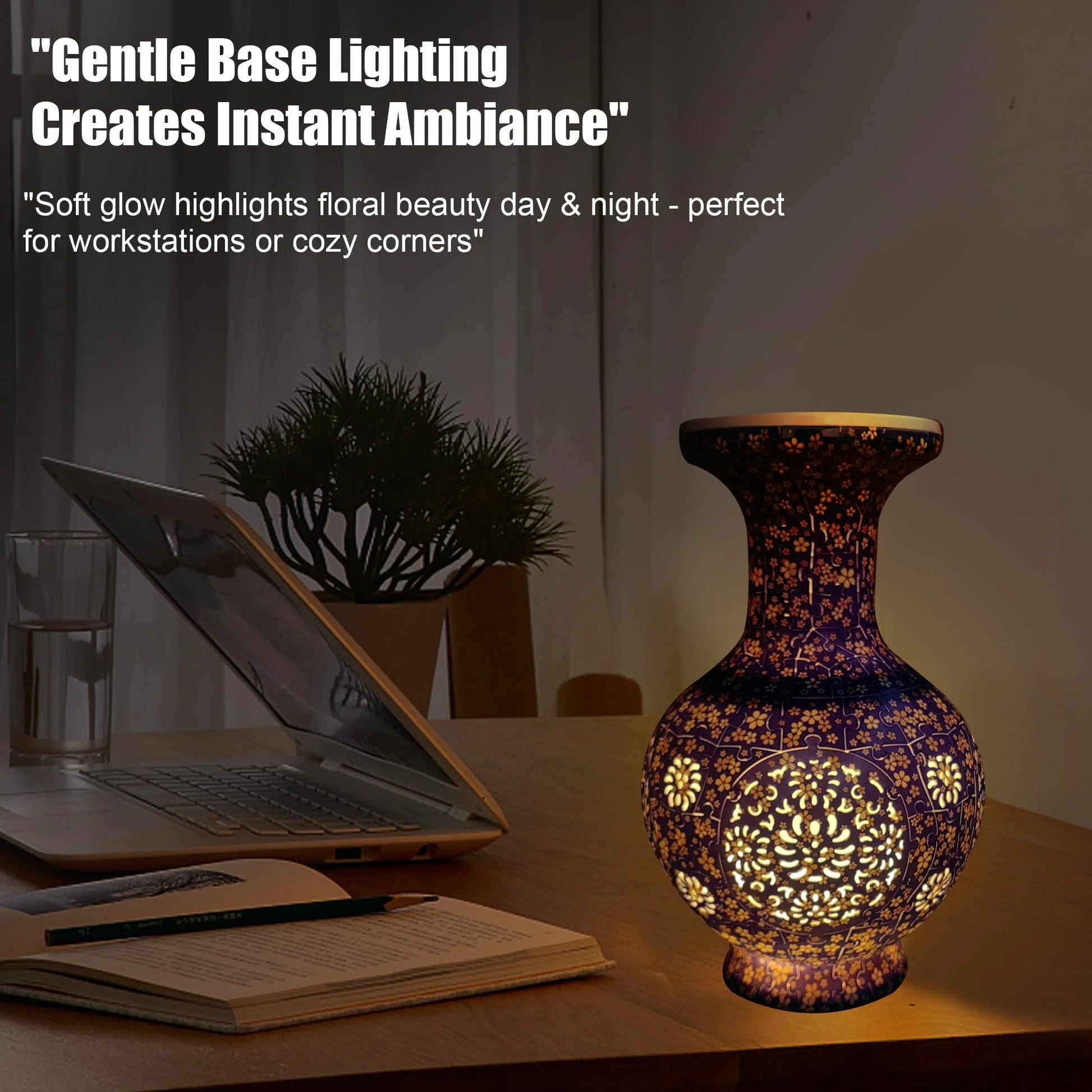 LED 3D Vase Puzzle, 200Pieces 3D Jigsaw Puzzles for Adults,Vase Puzzle for Home Decor,Christmas Birthday Gifts for Women