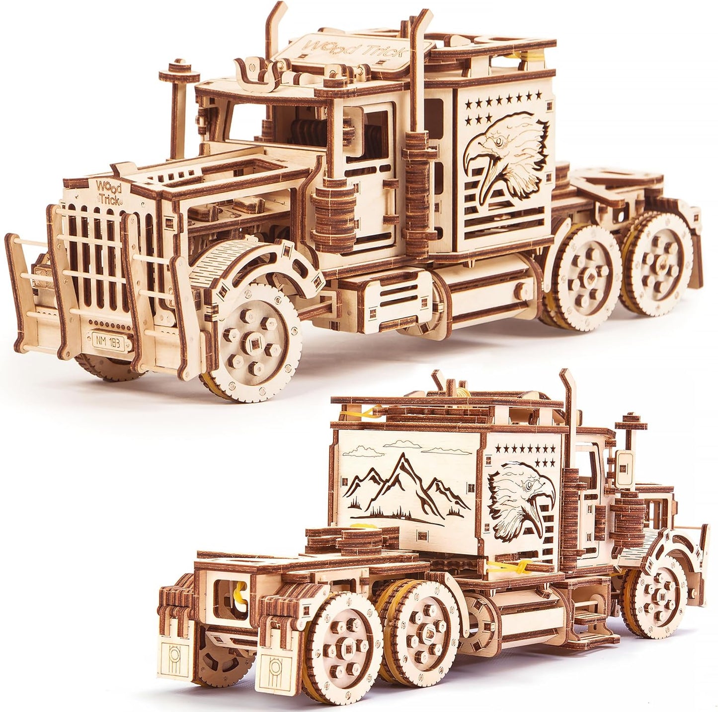 Build Your Own Realistic 3D Wooden Big Rig Truck Puzzle - 6Ft Rideable Semi Truck Model Kit for Adults - Engaging DIY Engineering Project