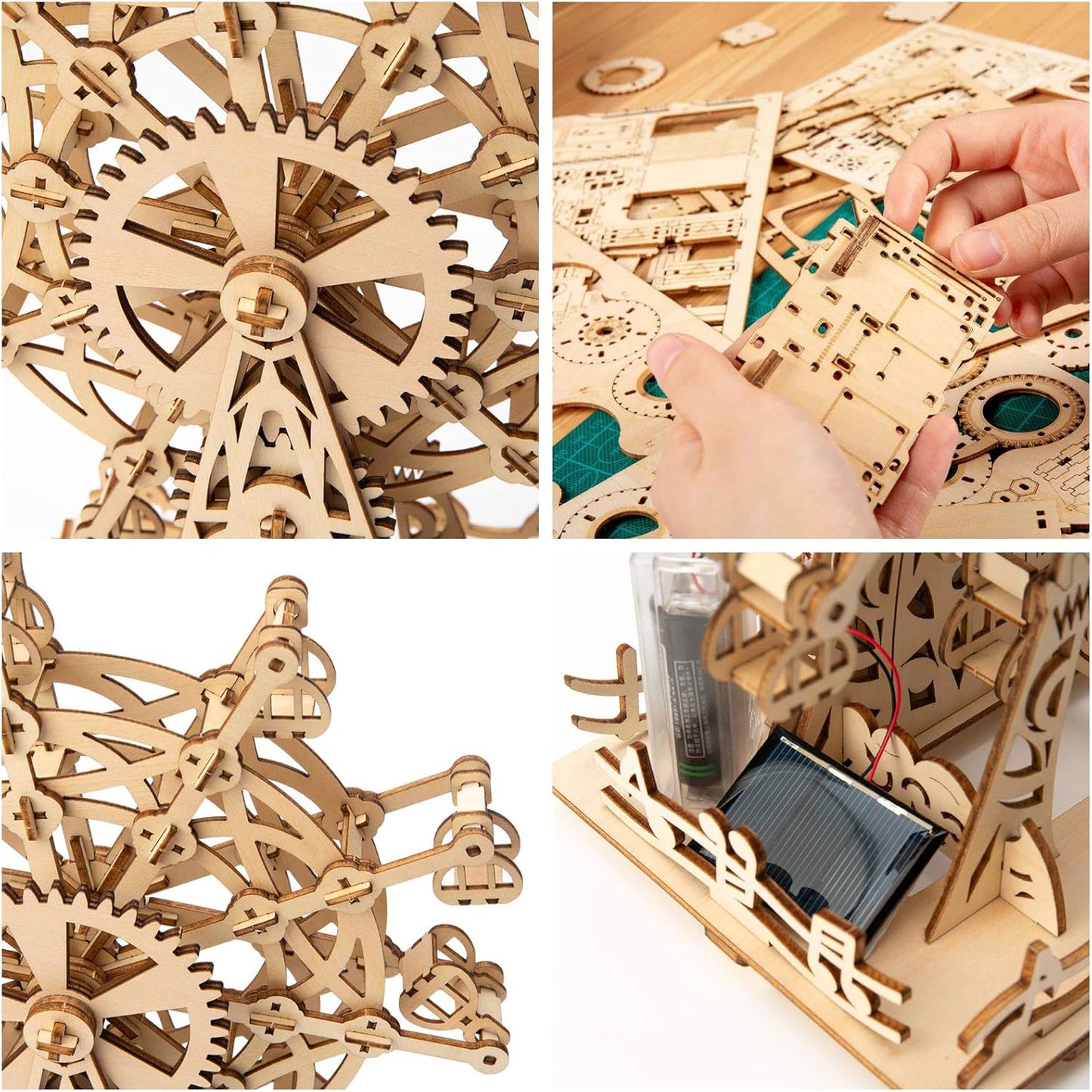 Solar Ferris Wheel 3D Wooden Puzzle Kit - Perfect DIY Birthday Gift for Adults 14+