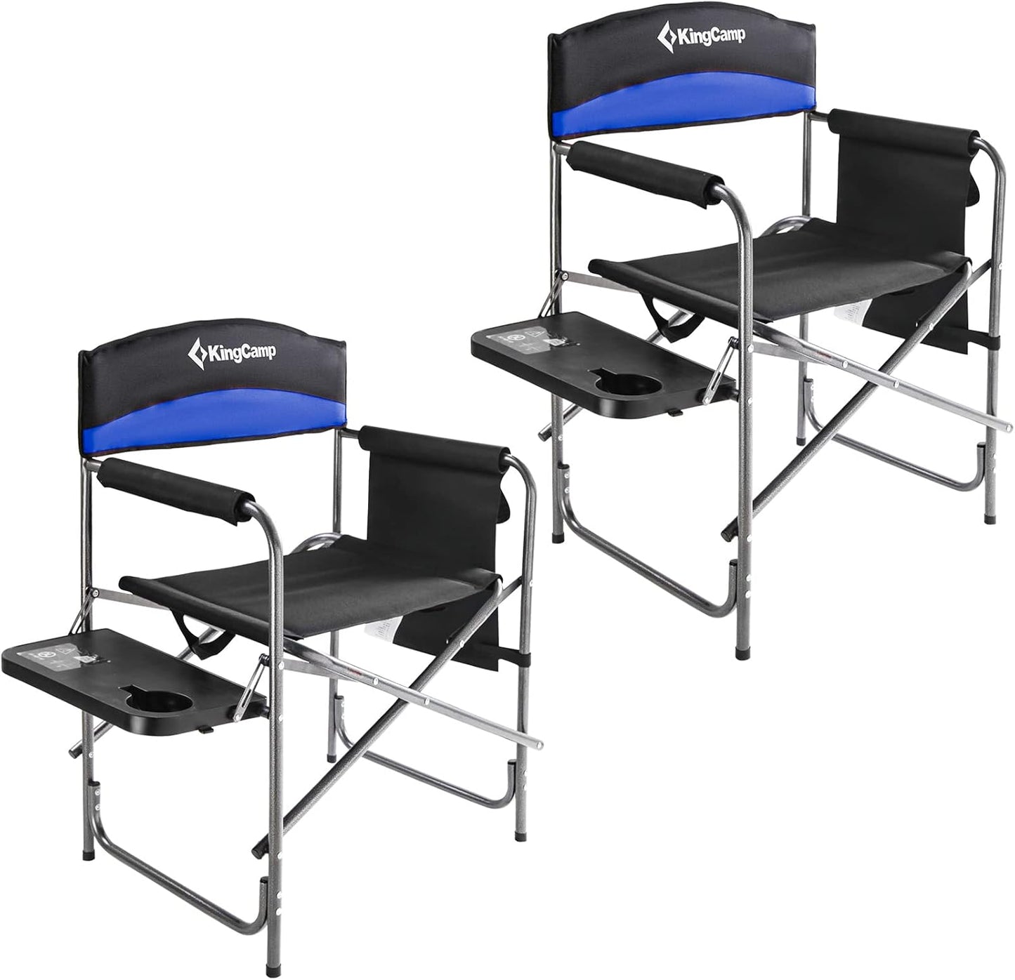 Red 2-Pack Camping Folding Director Chairs with Convenient Side Table & Storage