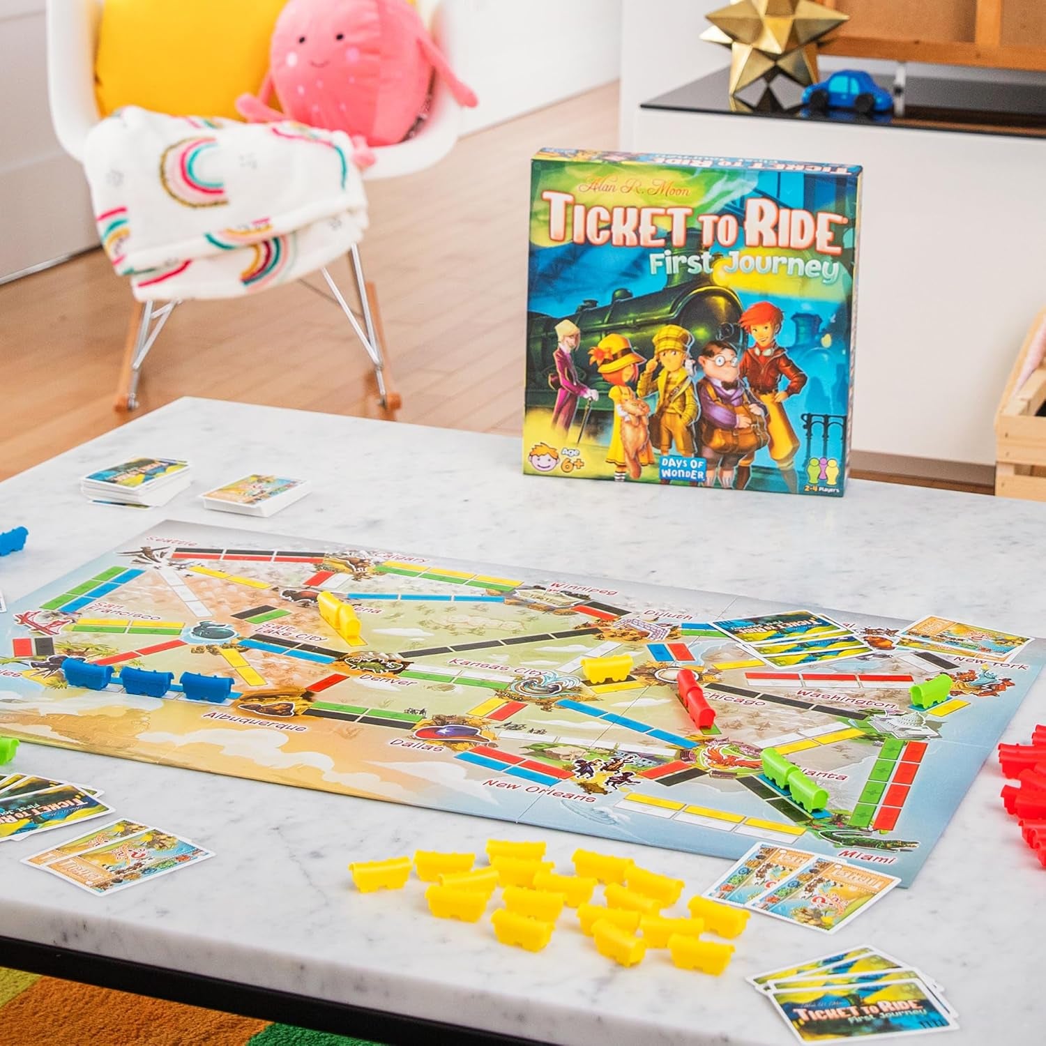 Ticket to Ride First Journey Board Game - Exciting Train Adventure for Kids & Families, Ages 6+, 2-4 Players, Quick 15-30 Min Gameplay!