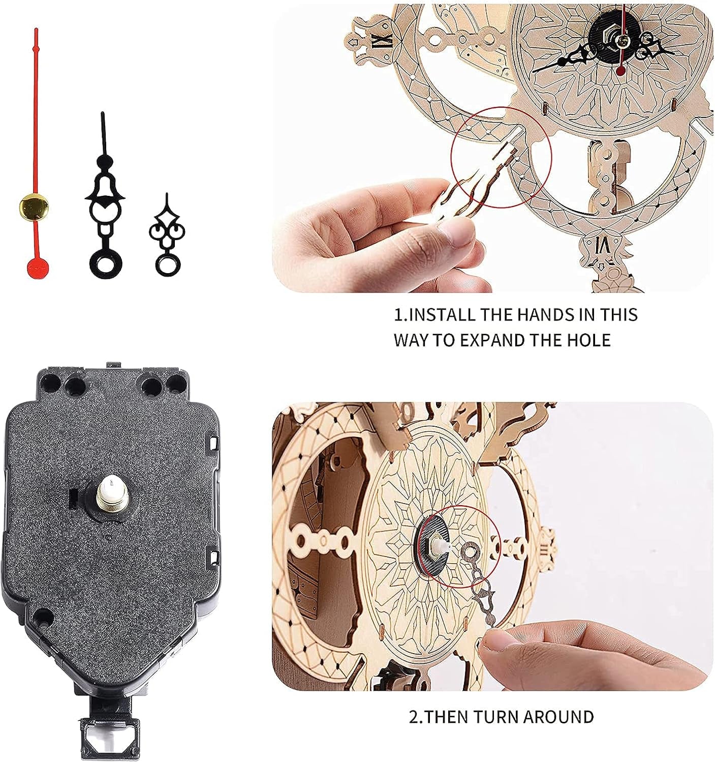 DIY 3D Wooden Mechanical Wall Clock Kit - Unique Pendulum Puzzle Gift for Adults & Teens