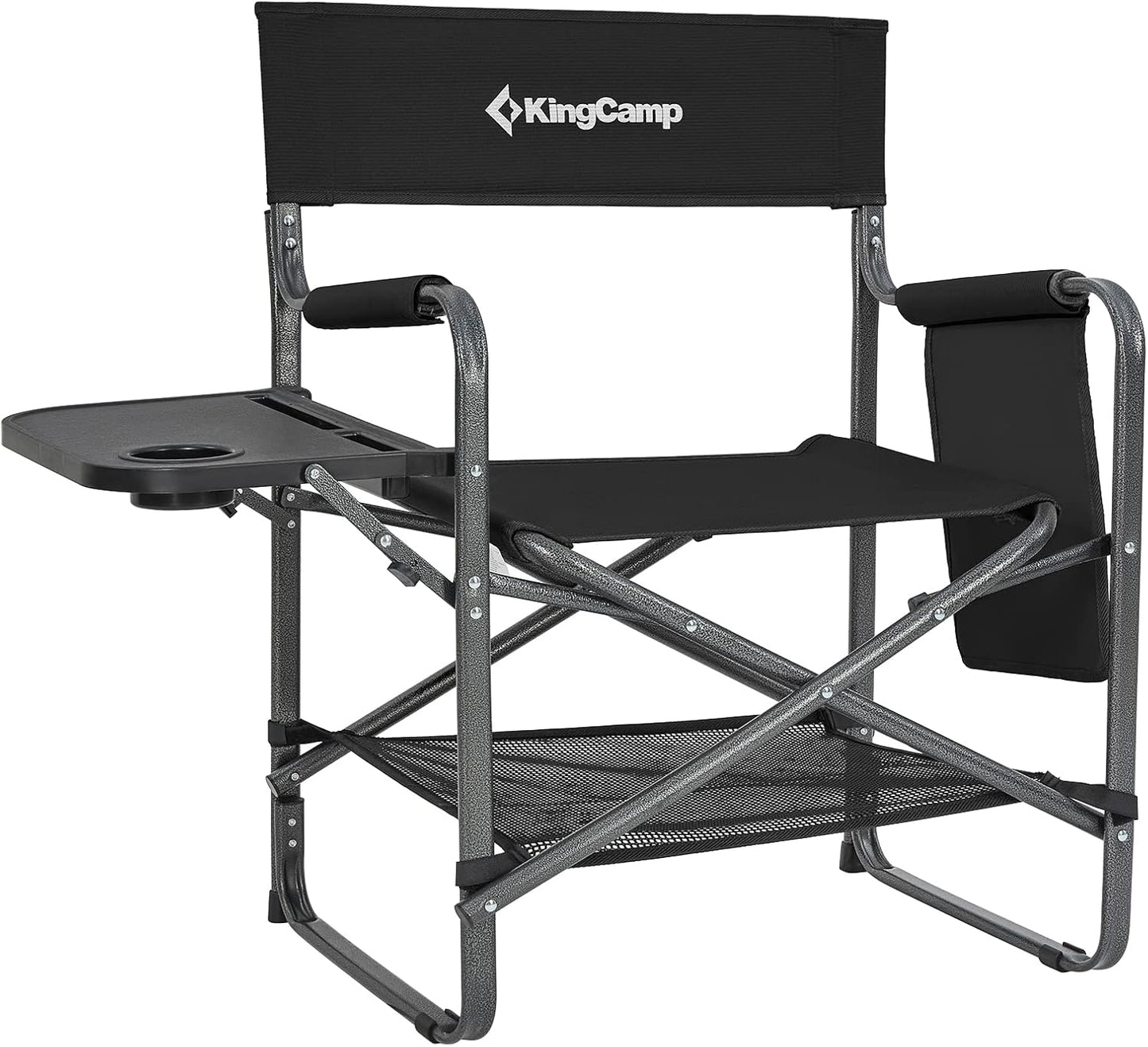 Red 2-Pack Camping Folding Director Chairs with Convenient Side Table & Storage