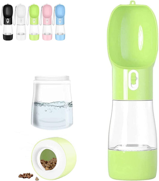 Ultimate Portable Dog Water Bottle - Leak Proof Dispenser with Bowl & Food Container, Dishwasher Safe for Outdoor Adventures - Perfect for Hiking & Travel - Eco-Friendly Green Design