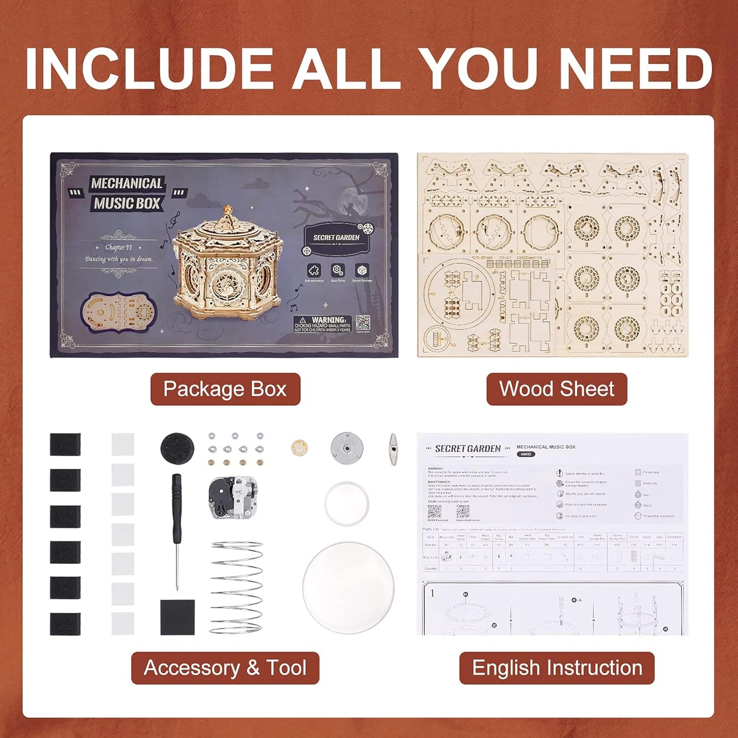 Secret Garden 3D Wooden Puzzle Music Box - Perfect Gift for Women on Birthdays, Valentine's Day, and Christmas