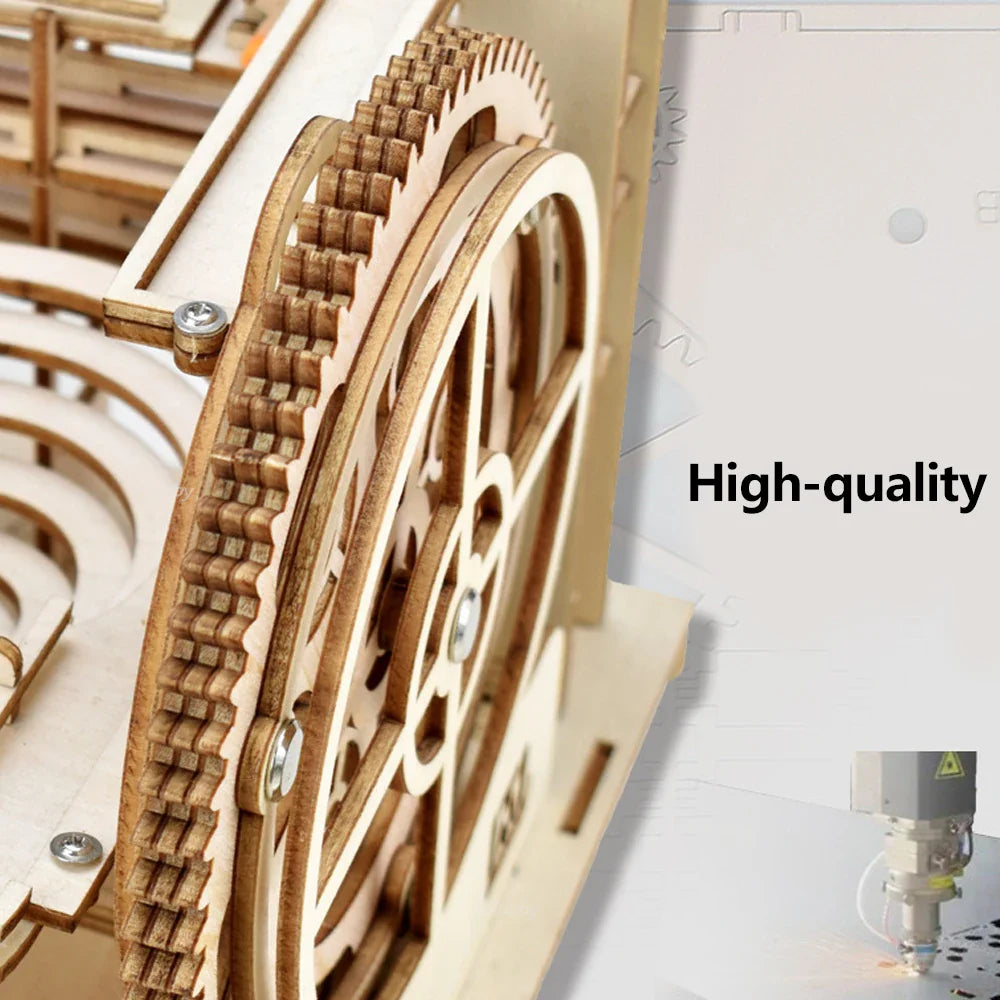3D Puzzle Wooden Marble Run for Adults DIY Model Kit Assembly Wood Crafts Mechanical Puzzle for Teen Age 14+ Years Old