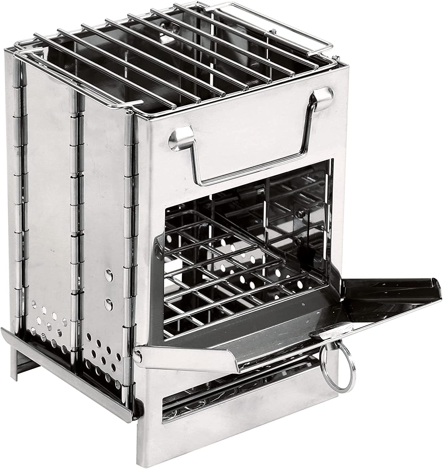 Portable Wood Burning Folding Camp Stove - Stainless Steel Grid for Hiking, Camping, BBQ & Outdoor Adventures