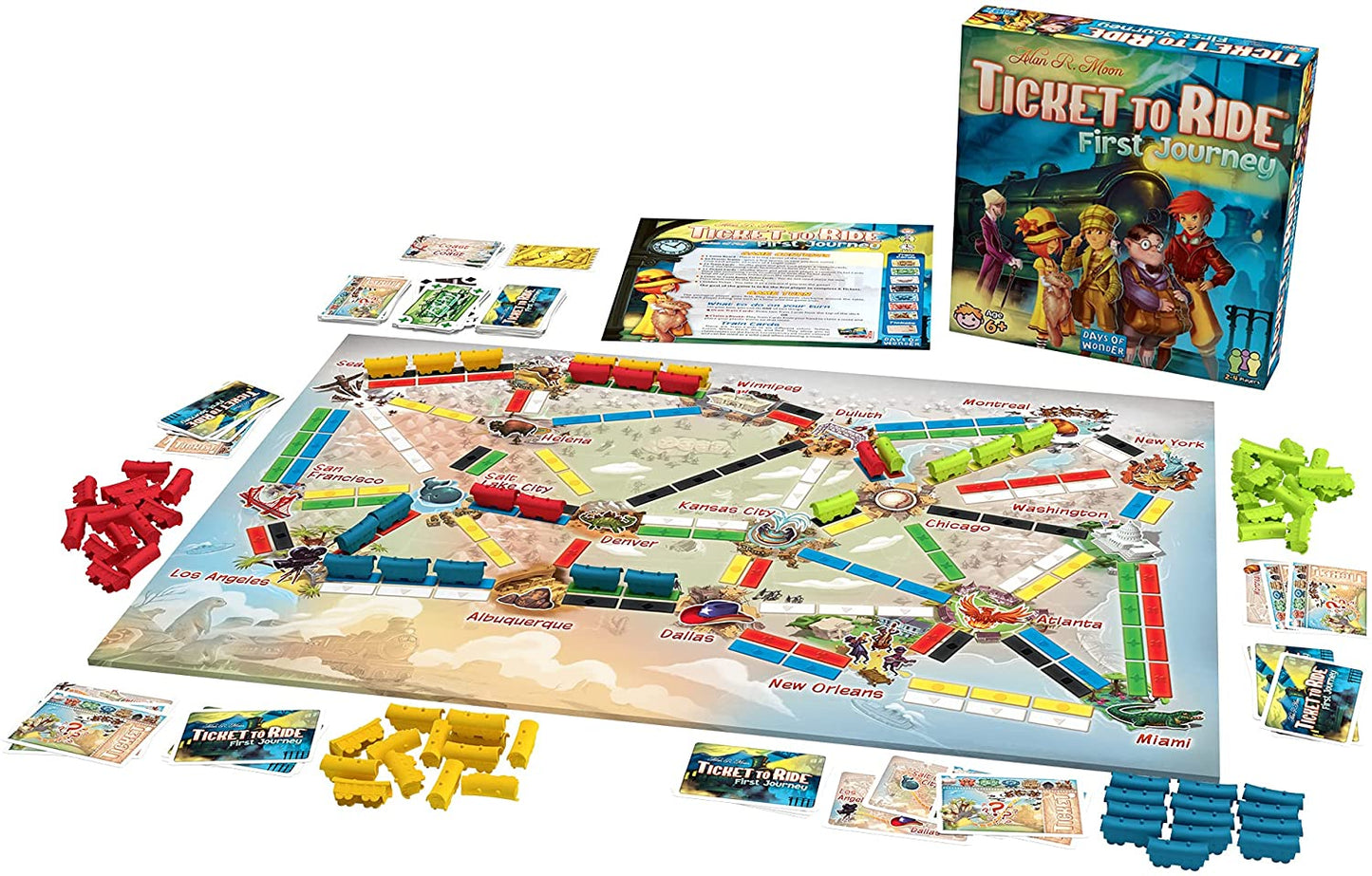 Ticket to Ride First Journey Board Game - Exciting Train Adventure for Kids & Families, Ages 6+, 2-4 Players, Quick 15-30 Min Gameplay!