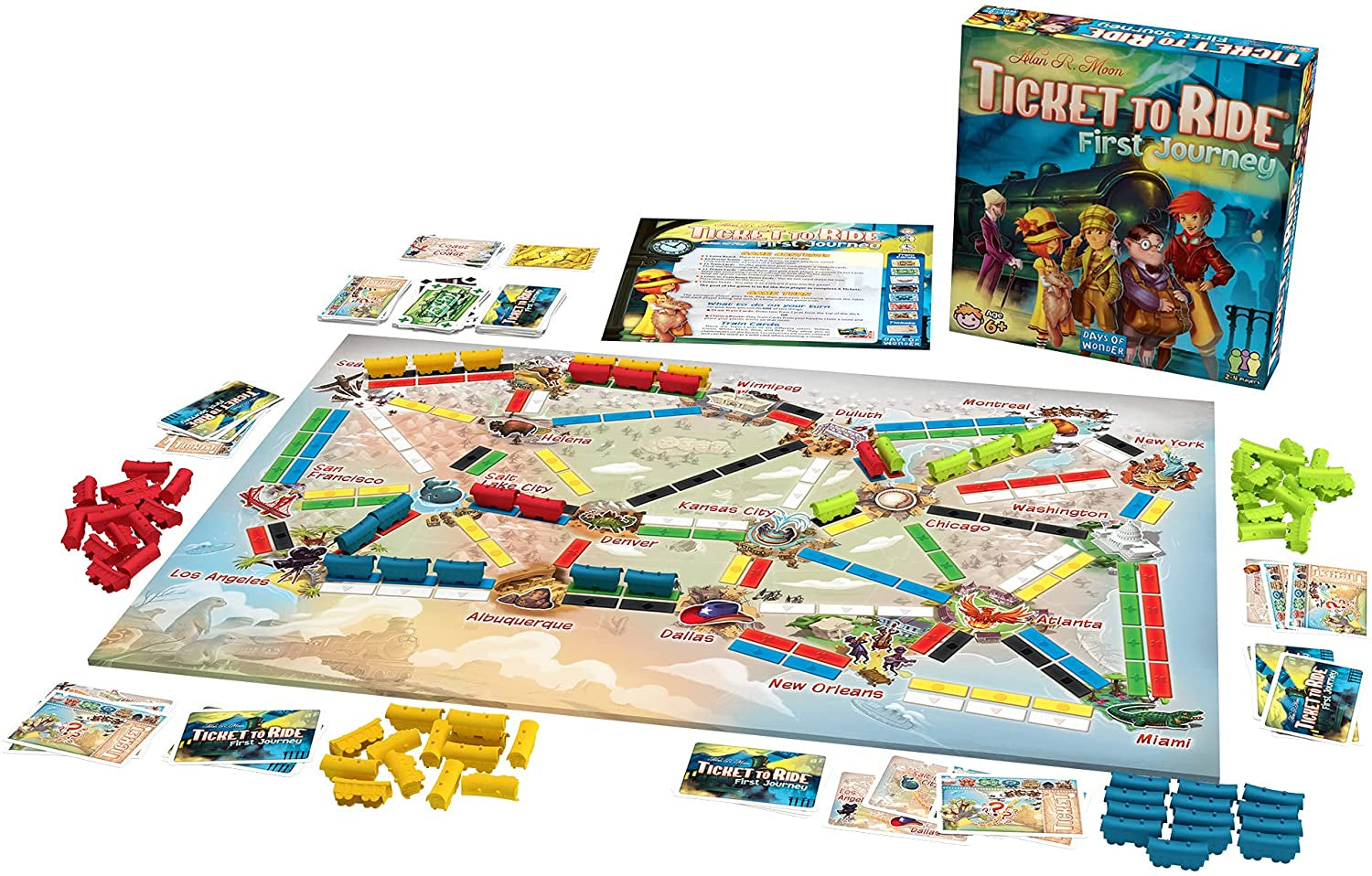 Ticket to Ride First Journey Board Game - Exciting Train Adventure for Kids & Families, Ages 6+, 2-4 Players, Quick 15-30 Min Gameplay!
