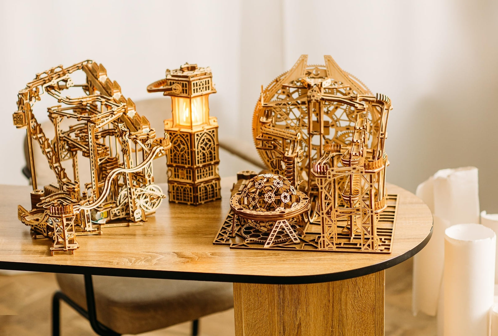 Wood Trick Wooden Marble Run Spiral Electric Motorized - Wooden 3D Puzzles Fo...