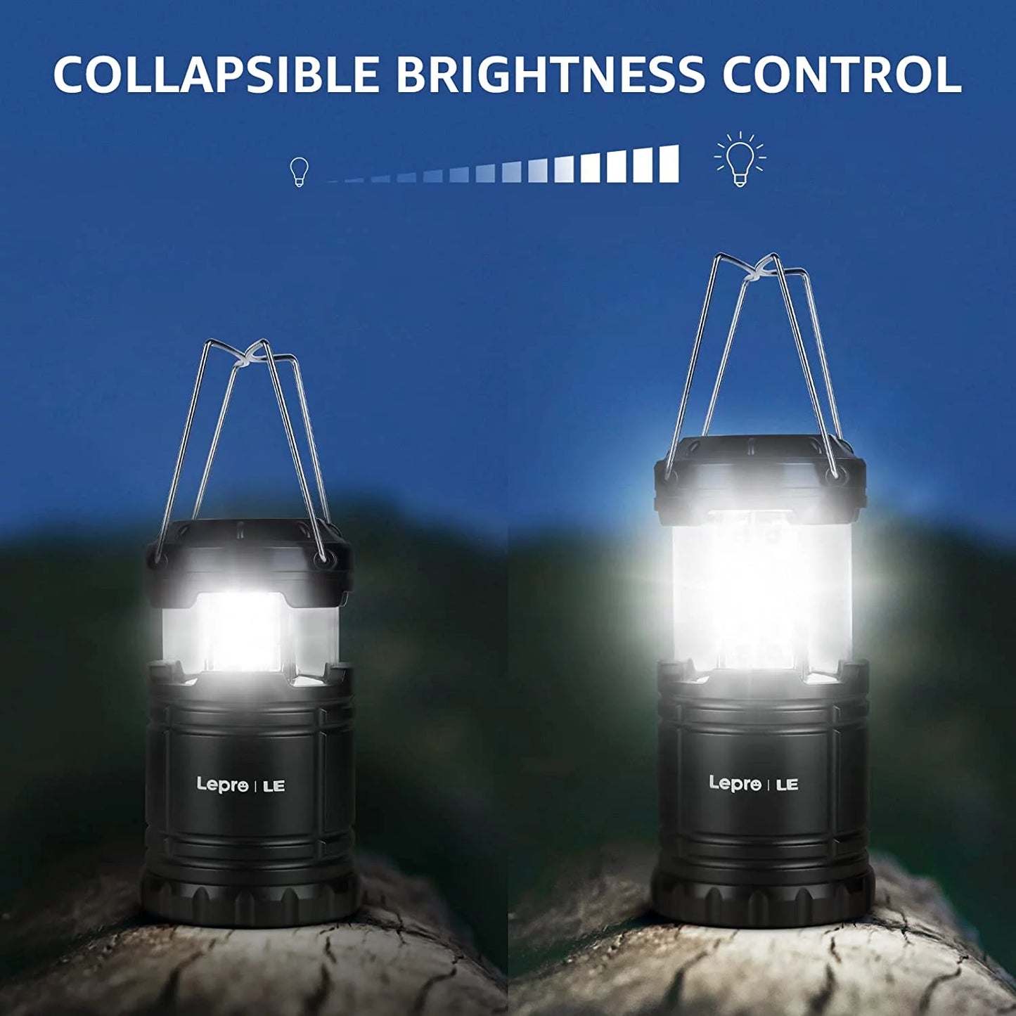 LED Collapsible Camping Lantern 4-Packs, Super Bright, Battery Powered Camping Light, IPX4 Water Resistant, Portable Emergency Lights for Power Outage, Hurricane, Storms
