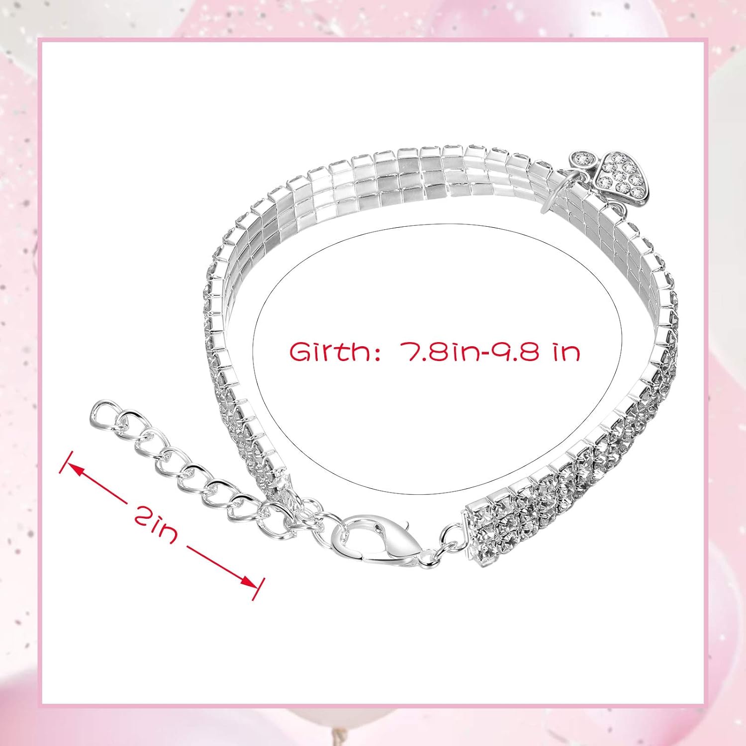 Sparkling Rhinestone Pet Collars - Adjustable Glitter Pendant Necklaces for Small Dogs and Cats (Set of 3, White)