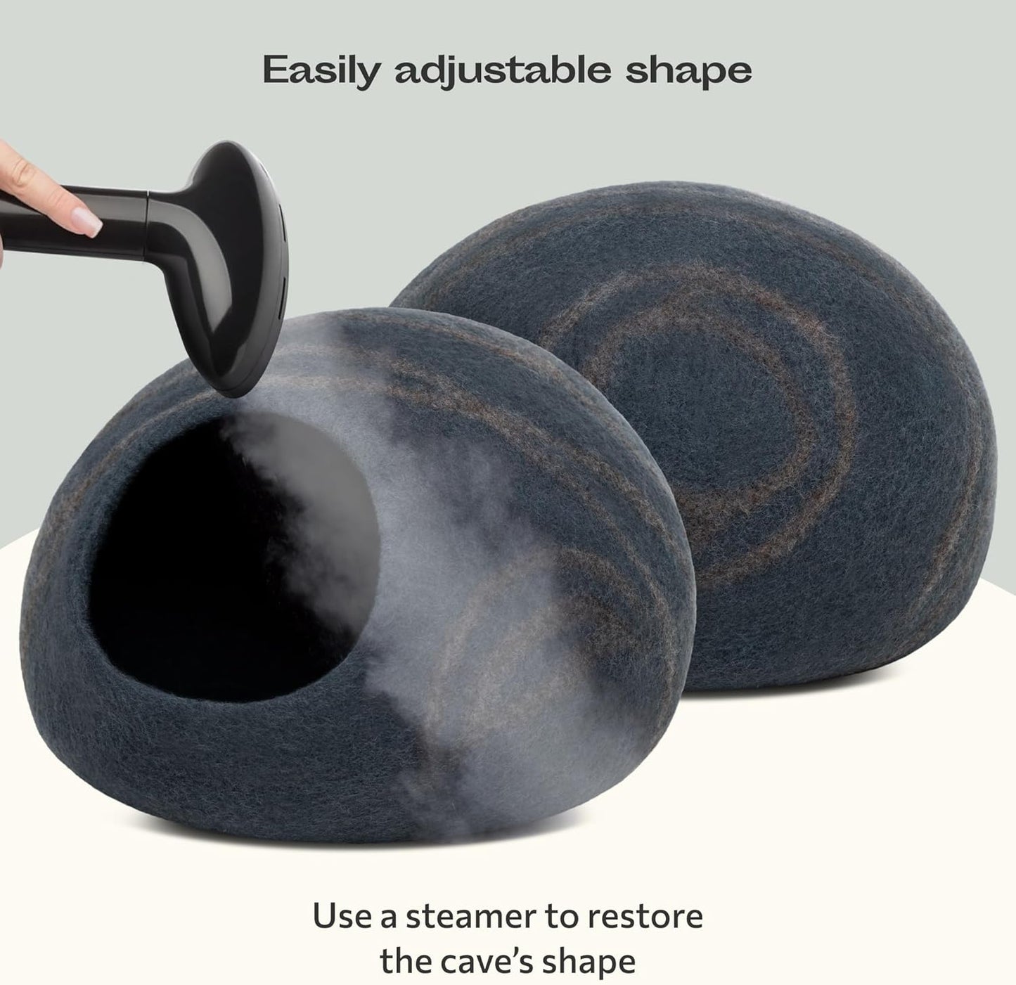 Premium Handmade Merino Wool Cat Bed Cave - Large Slate Grey for Cats and Kittens