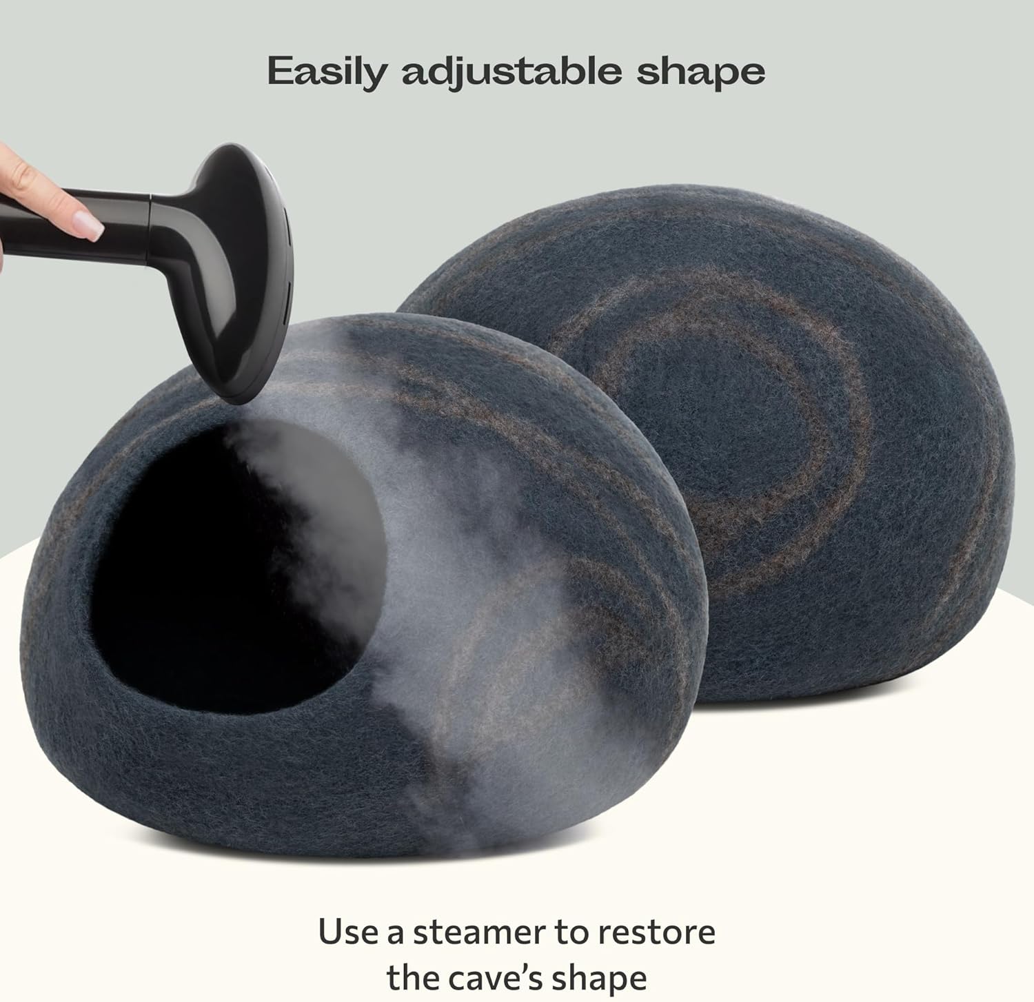 Premium Handmade Merino Wool Cat Bed Cave - Large Slate Grey for Cats and Kittens