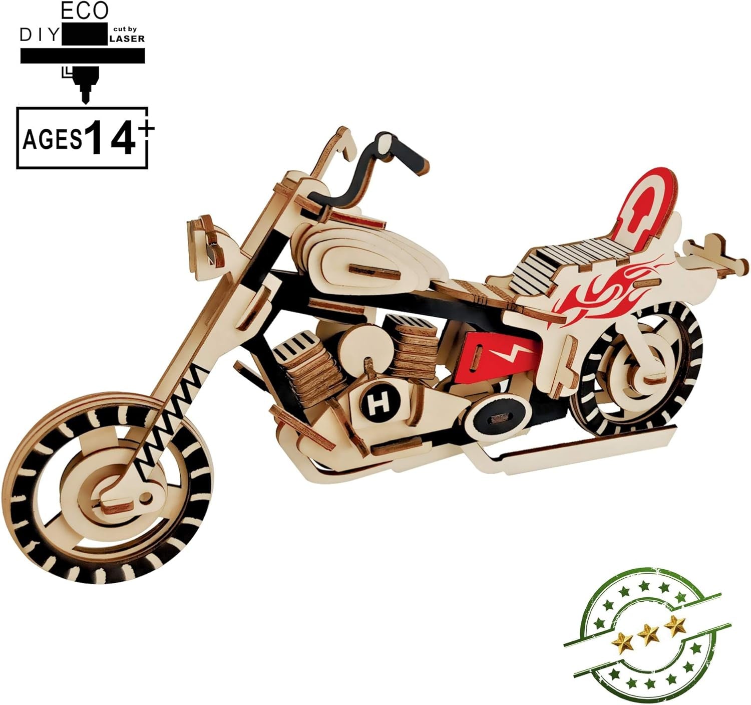 3D Wooden Motorcycle Model Puzzle - 98 Piece DIY Craft Kit for Adults, Perfect Home Decor & Brain Teaser Challenge!