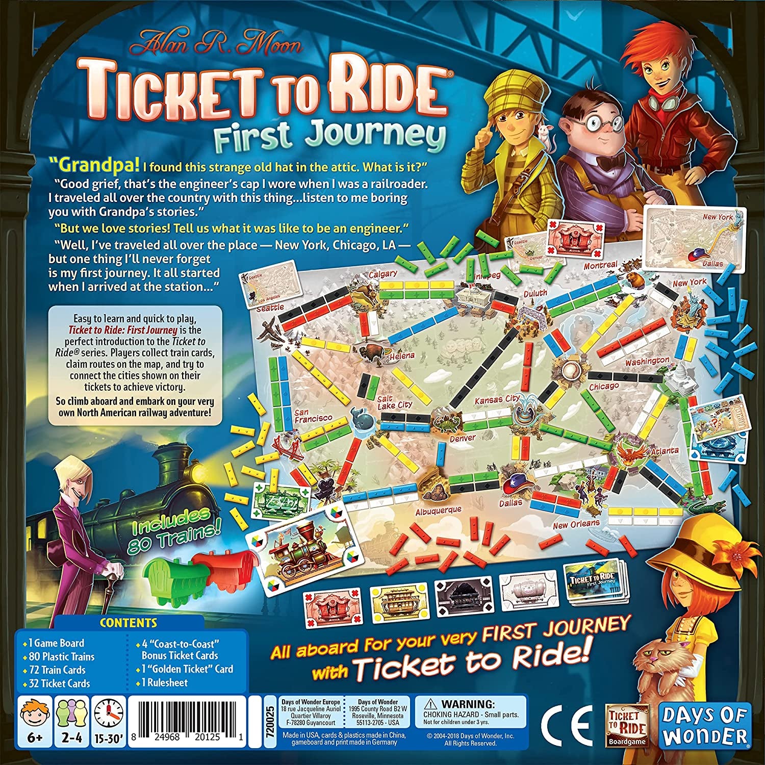 Ticket to Ride First Journey Board Game - Exciting Train Adventure for Kids & Families, Ages 6+, 2-4 Players, Quick 15-30 Min Gameplay!