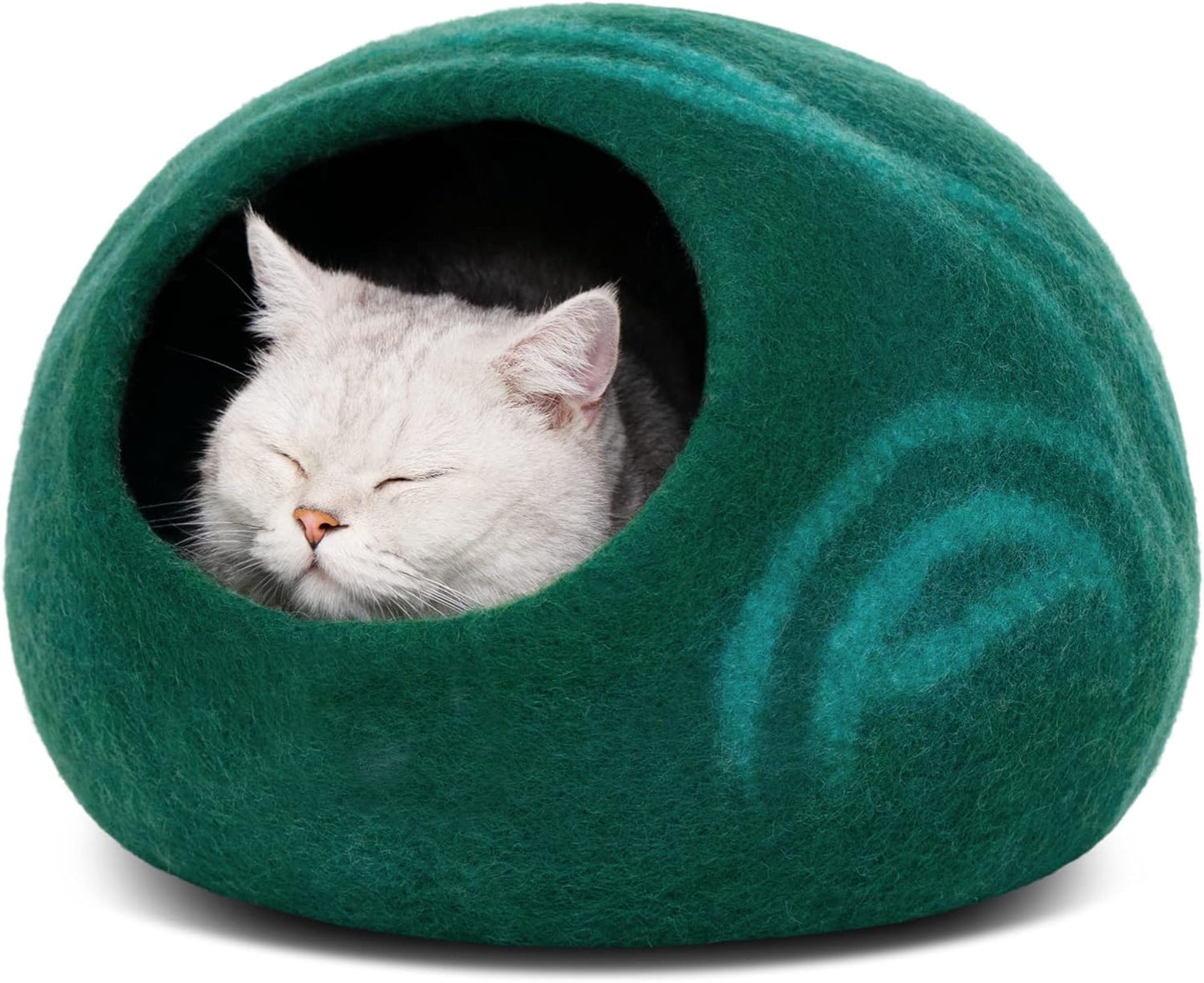 Premium Handmade Merino Wool Cat Bed Cave - Large Slate Grey for Cats and Kittens