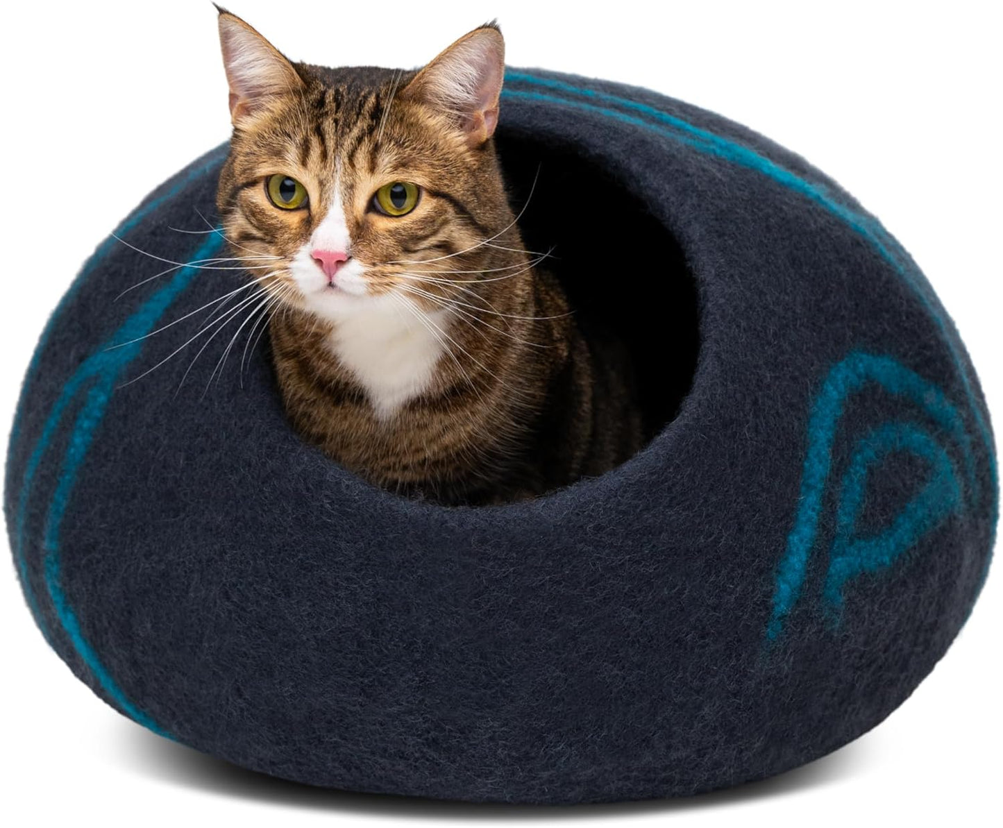 Premium Handmade Merino Wool Cat Bed Cave - Large Slate Grey for Cats and Kittens