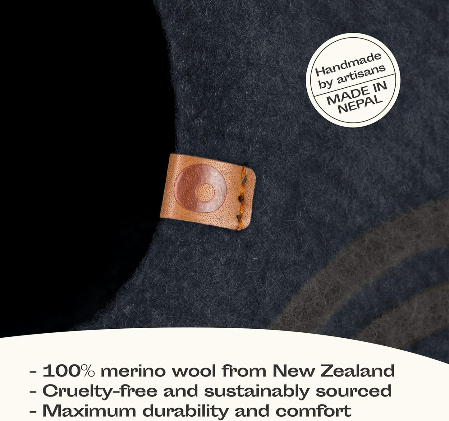Premium Handmade Merino Wool Cat Bed Cave - Large Slate Grey for Cats and Kittens