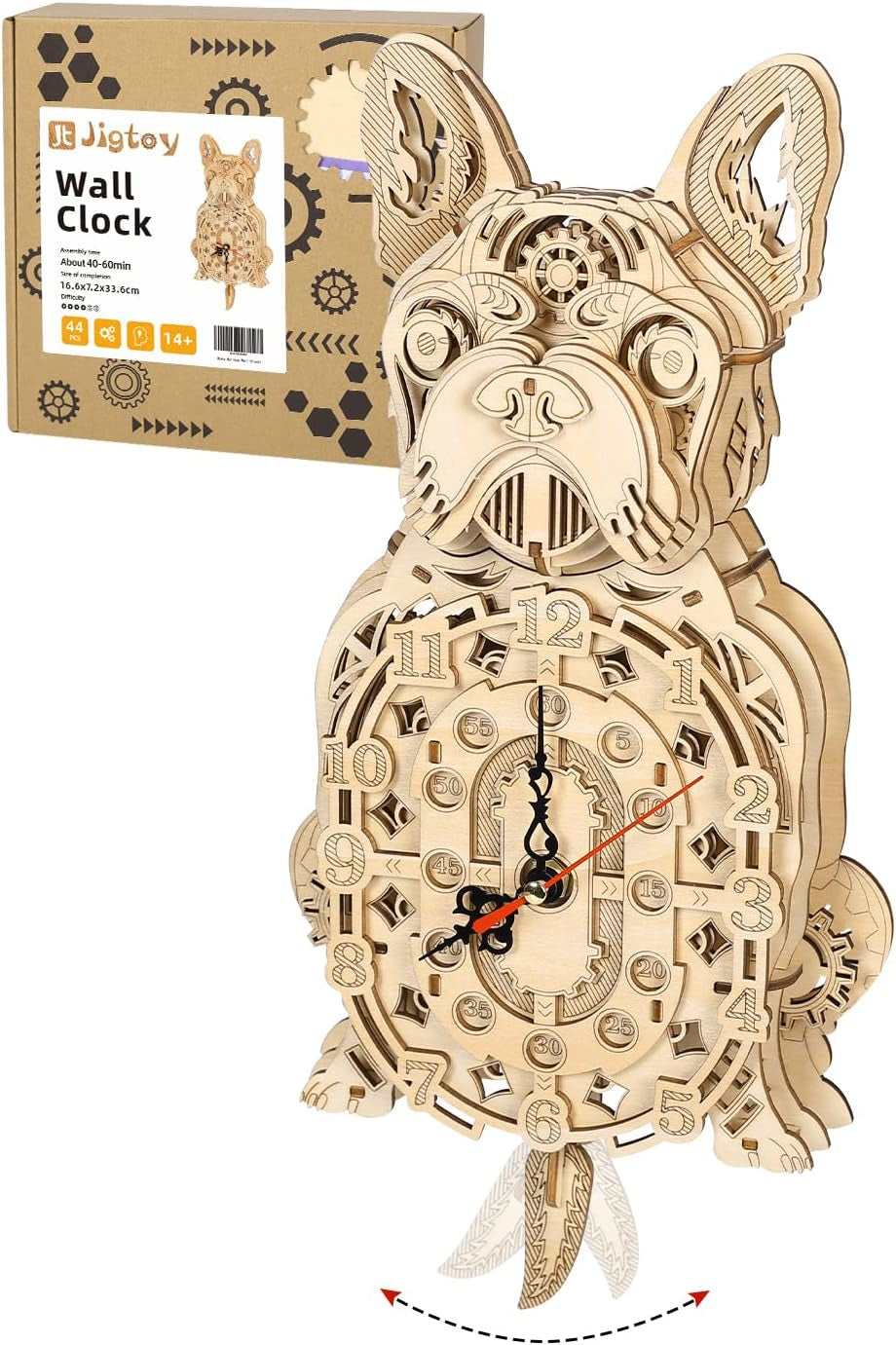 DIY 3D Wooden Mechanical Wall Clock Kit - Unique Pendulum Puzzle Gift for Adults & Teens