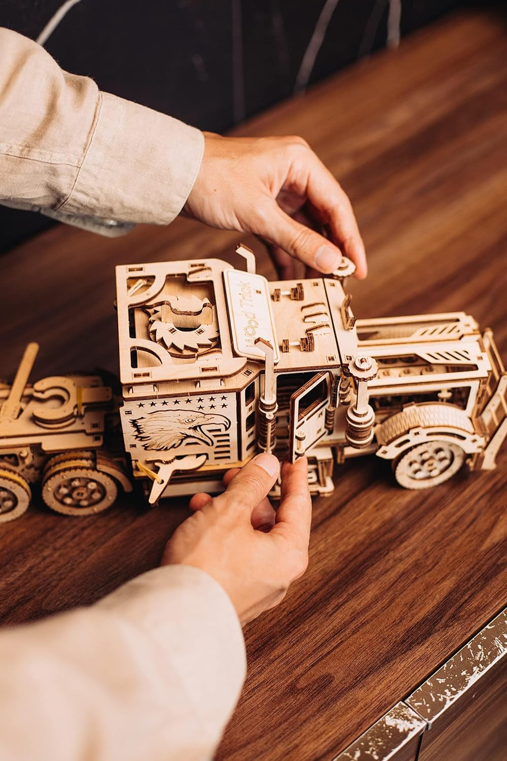 Build Your Own Realistic 3D Wooden Big Rig Truck Puzzle - 6Ft Rideable Semi Truck Model Kit for Adults - Engaging DIY Engineering Project