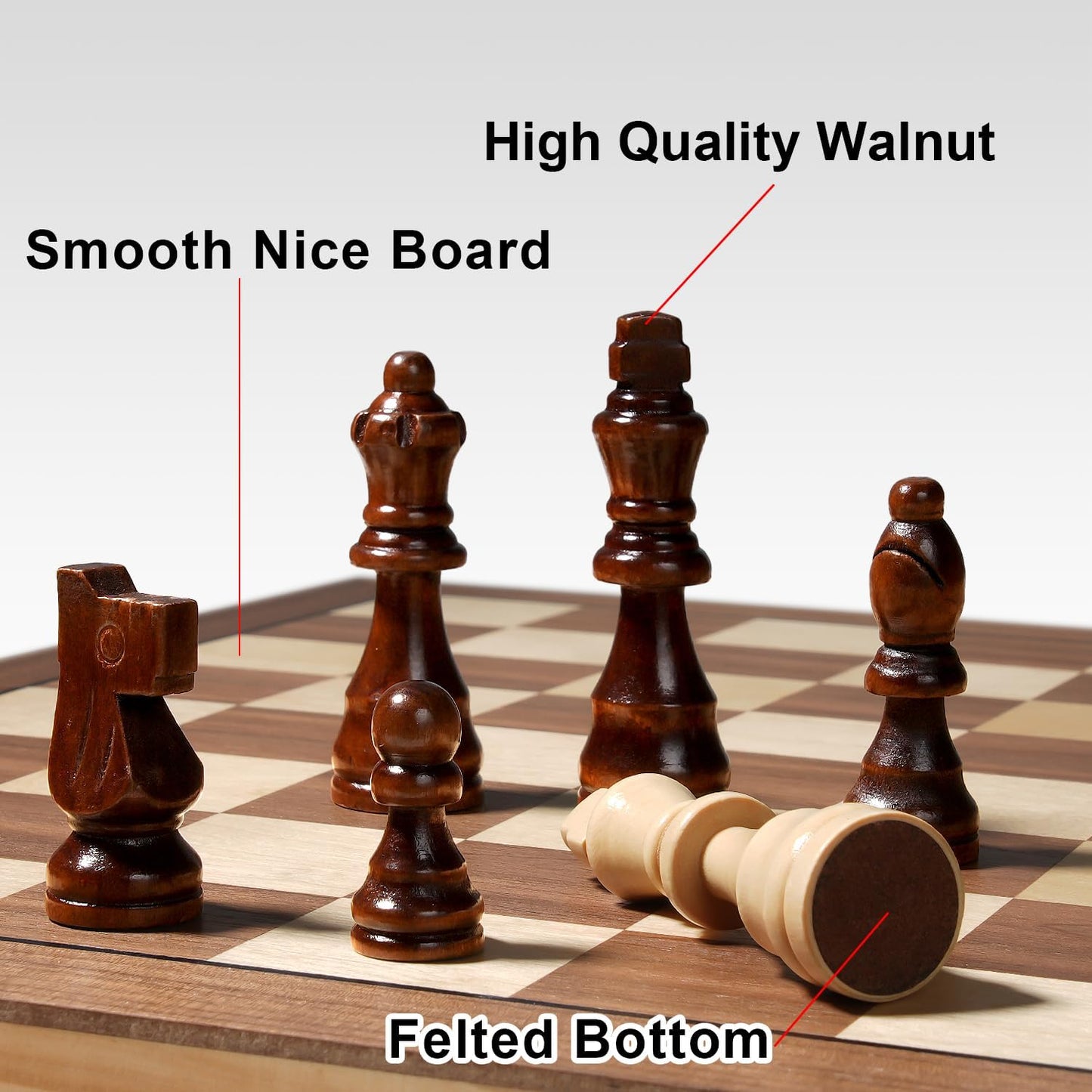 Premium Magnetic Chess Set - 15" Handcrafted Wooden Folding Board for Adults & Kids, Portable Travel Game with Convenient Piece Storage