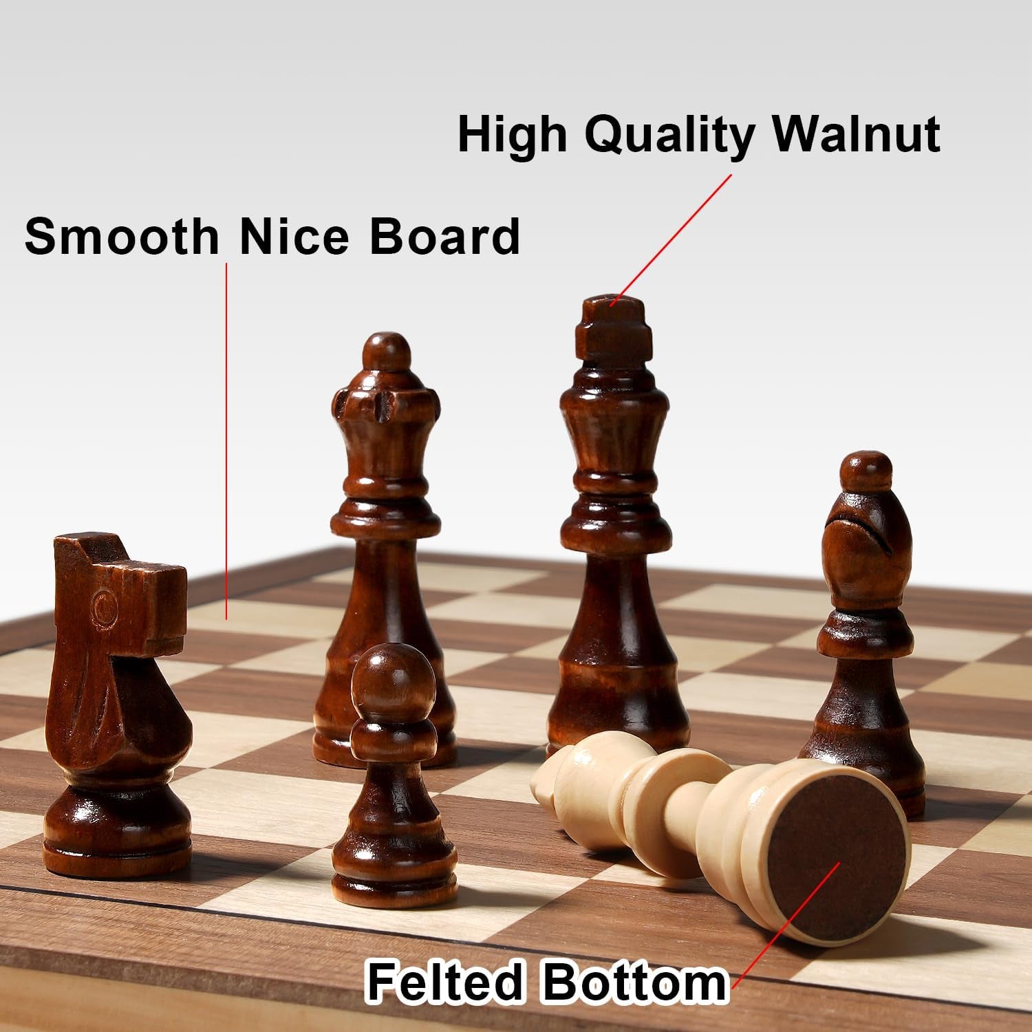 Premium Magnetic Chess Set - 15" Handcrafted Wooden Folding Board for Adults & Kids, Portable Travel Game with Convenient Piece Storage