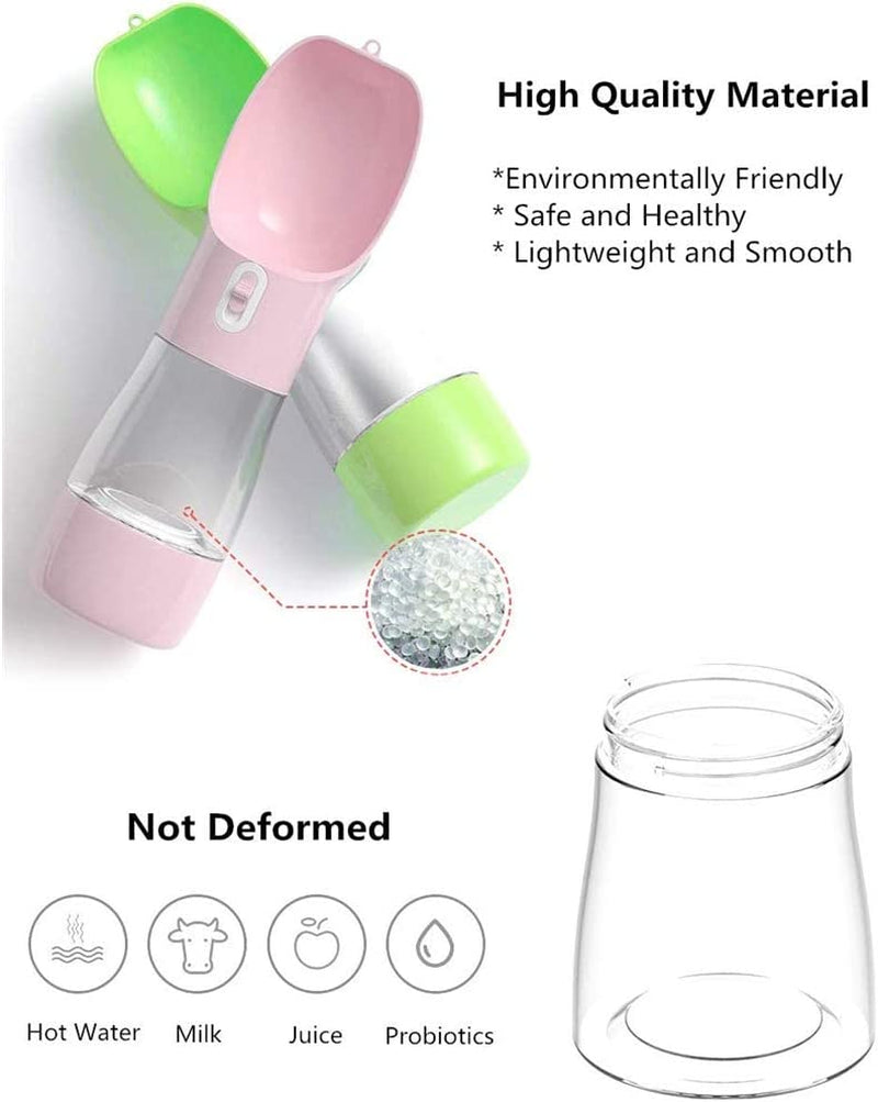 Ultimate Portable Dog Water Bottle - Leak Proof Dispenser with Bowl & Food Container, Dishwasher Safe for Outdoor Adventures - Perfect for Hiking & Travel - Eco-Friendly Green Design