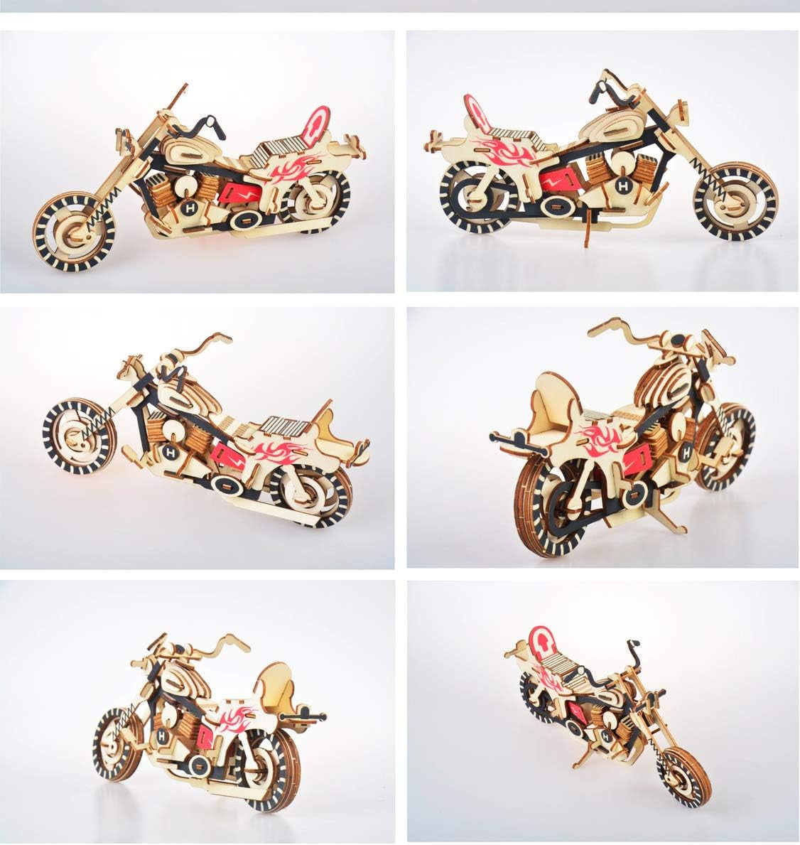 3D Wooden Motorcycle Model Puzzle - 98 Piece DIY Craft Kit for Adults, Perfect Home Decor & Brain Teaser Challenge!