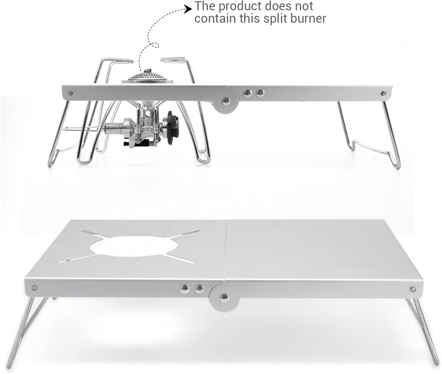 Lightweight Portable Windproof Camping Stove Table - Aluminum Alloy Folding Holder with Storage Bag for Outdoor Adventures, Hiking, Fishing, and Picnics - Silver