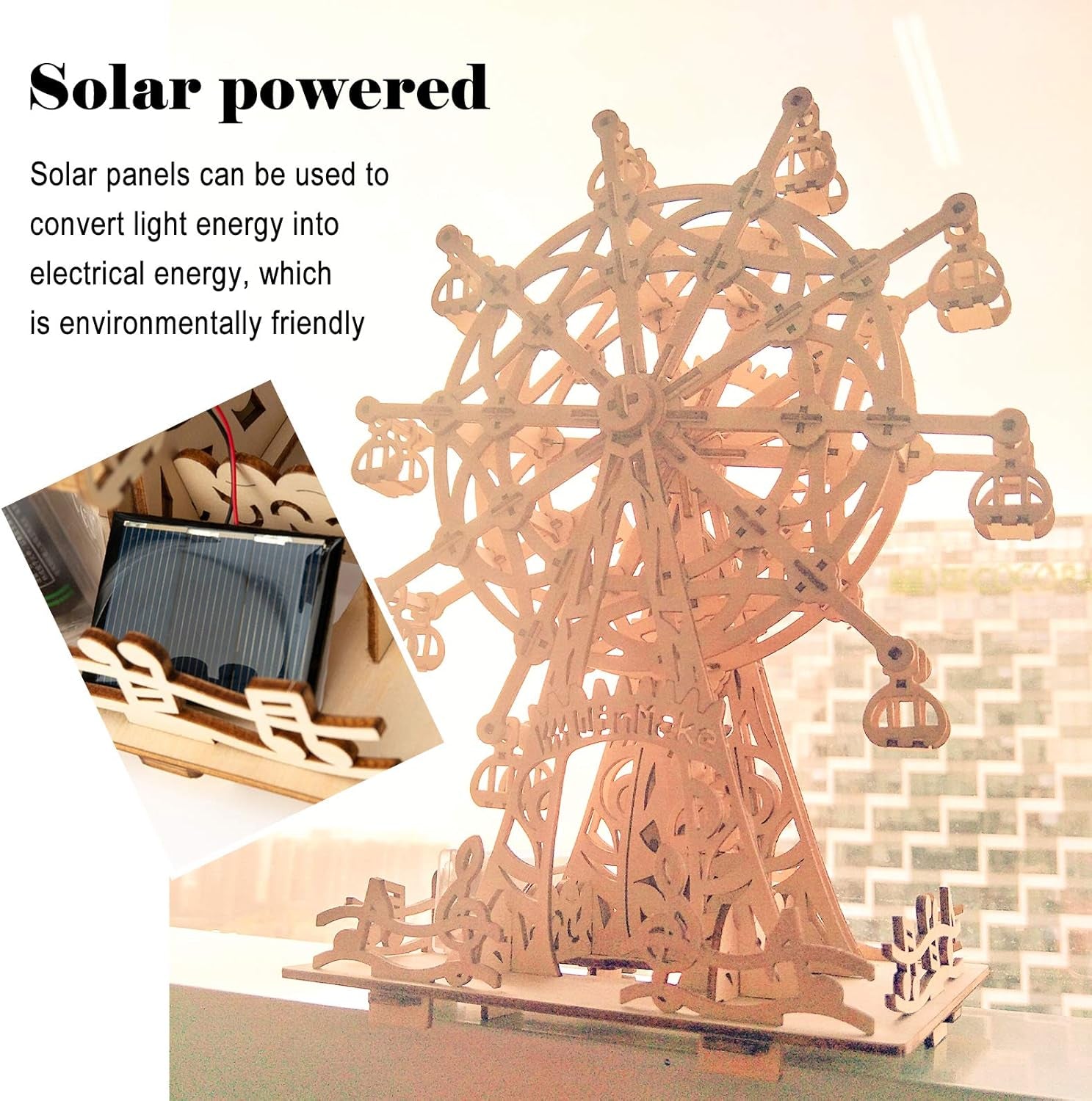 Solar Ferris Wheel 3D Wooden Puzzle Kit - Perfect DIY Birthday Gift for Adults 14+