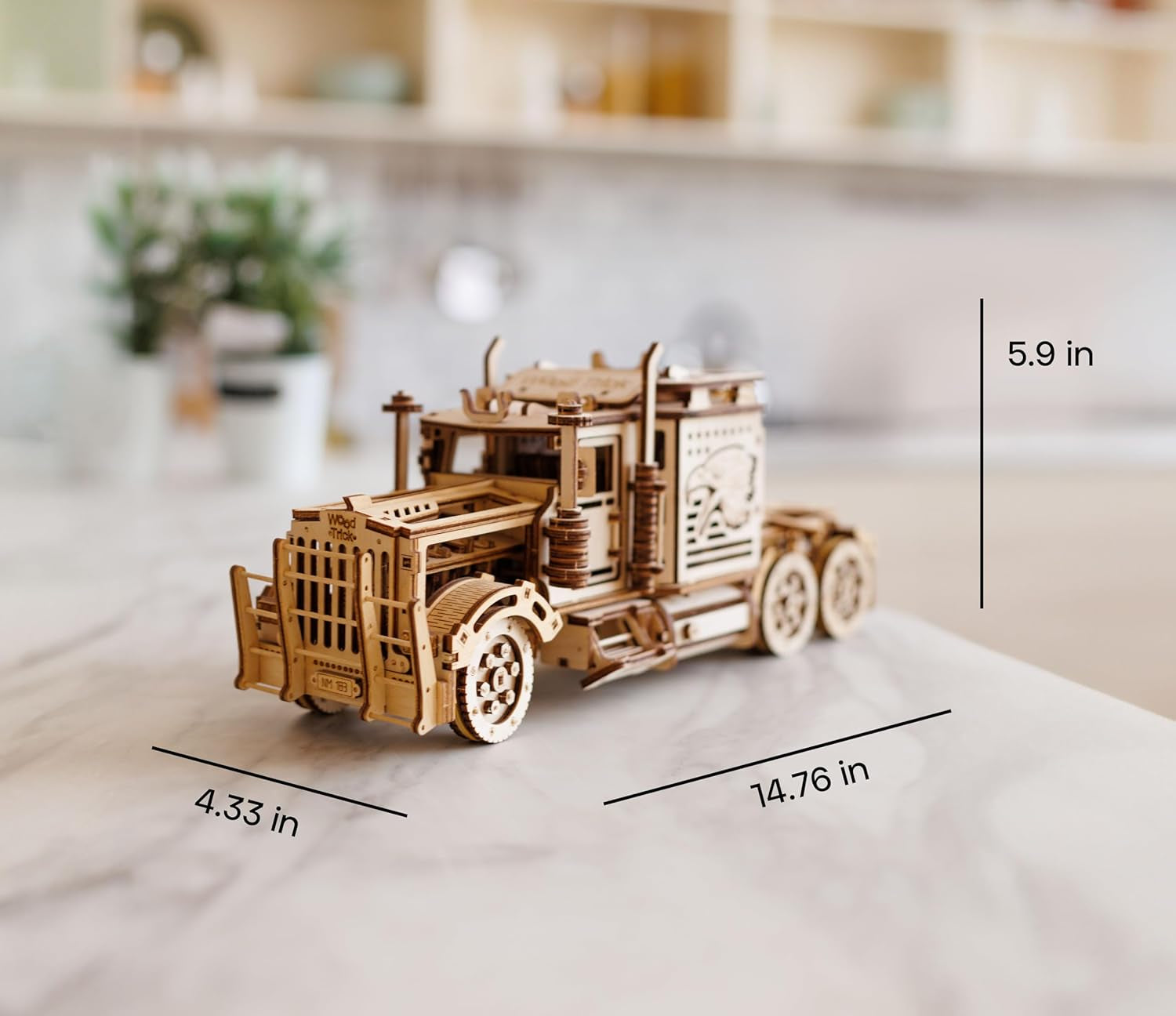 Build Your Own Realistic 3D Wooden Big Rig Truck Puzzle - 6Ft Rideable Semi Truck Model Kit for Adults - Engaging DIY Engineering Project