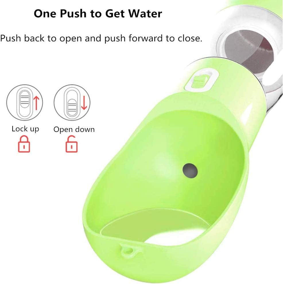 Ultimate Portable Dog Water Bottle - Leak Proof Dispenser with Bowl & Food Container, Dishwasher Safe for Outdoor Adventures - Perfect for Hiking & Travel - Eco-Friendly Green Design