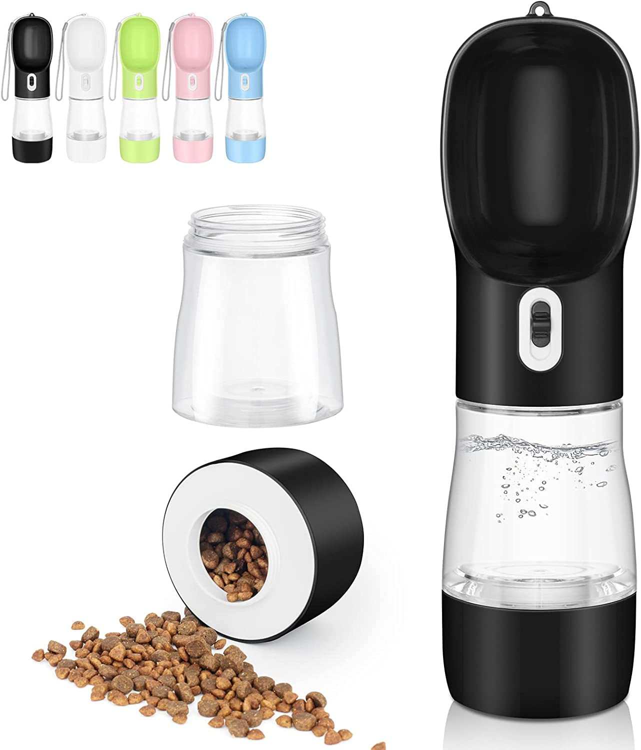 Ultimate Portable Dog Water Bottle - Leak Proof Dispenser with Bowl & Food Container, Dishwasher Safe for Outdoor Adventures - Perfect for Hiking & Travel - Eco-Friendly Green Design