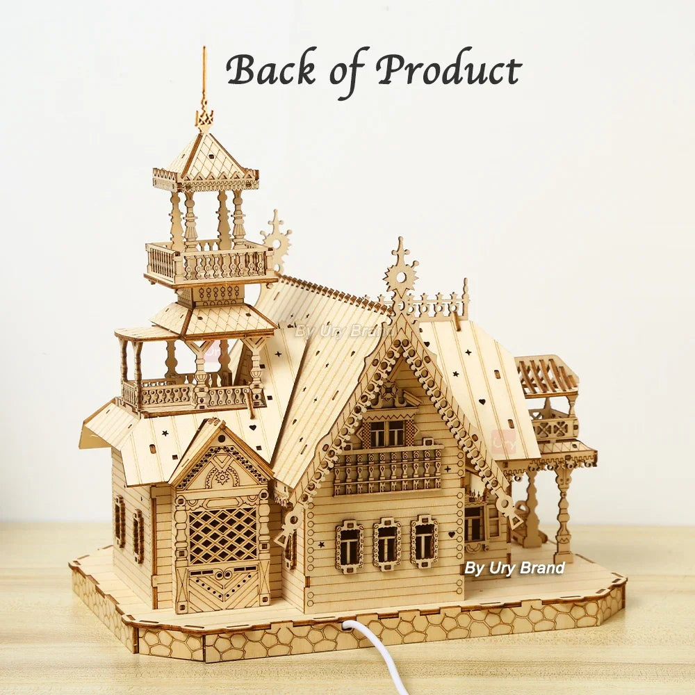 3D Wooden Puzzle for Adults, Mechanical Castle House Model, DIY House Model Building Kit Handicraft Wood Craft Hobbies Toy, Birthday for Hobbyist 14+ Family Women Men