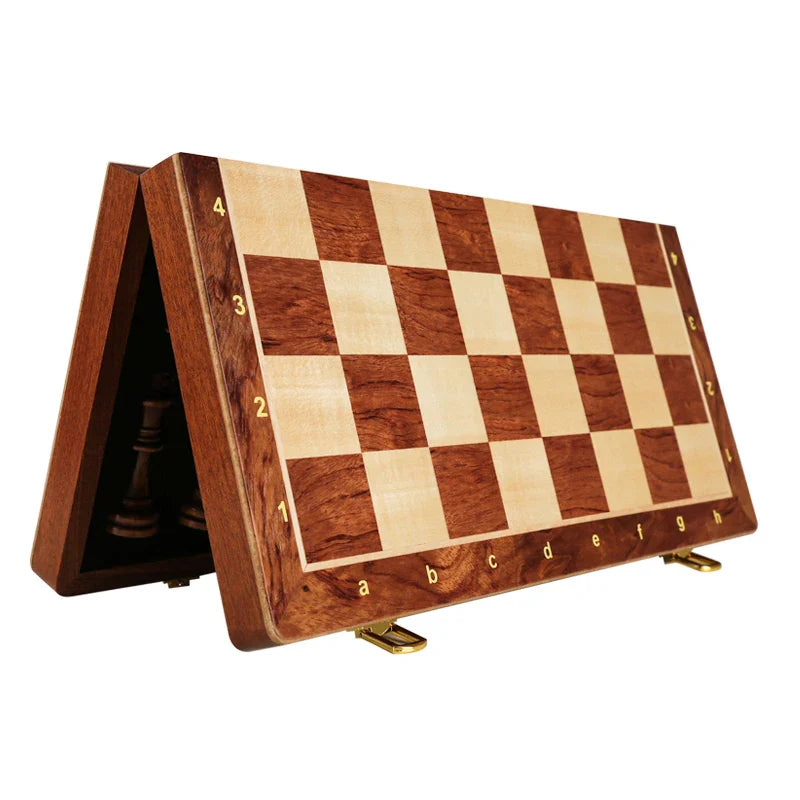 Magnetic Wooden Chess Set - 15'' Portable Folding Board with Handmade Pieces for Adults and Kids, Perfect for Beginners and Tournaments