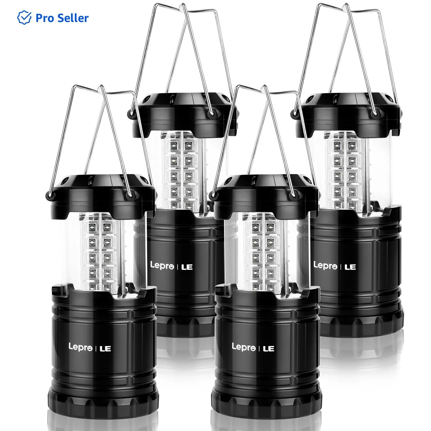 LED Collapsible Camping Lantern 4-Packs, Super Bright, Battery Powered Camping Light, IPX4 Water Resistant, Portable Emergency Lights for Power Outage, Hurricane, Storms