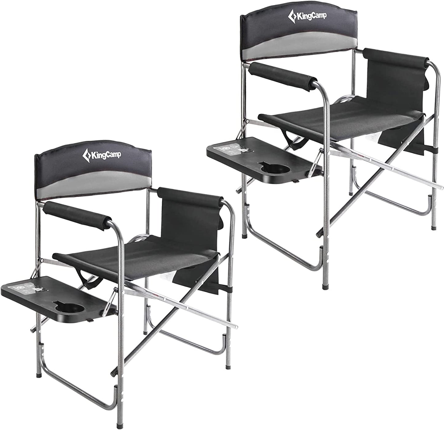 Red 2-Pack Camping Folding Director Chairs with Convenient Side Table & Storage