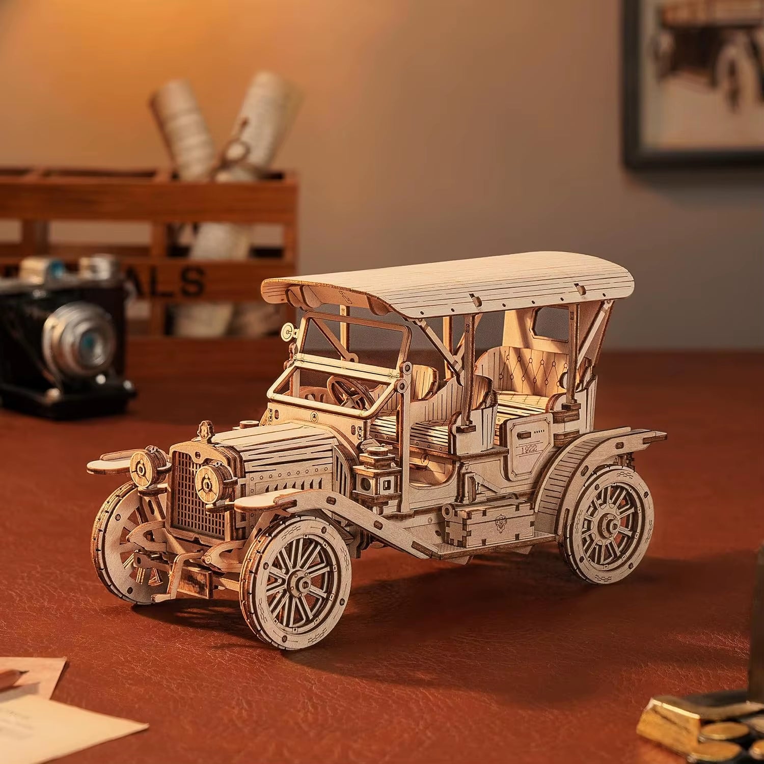 Vintage Car 3D Wooden Puzzle Retro Car Model Kits for Antique Car Lovers Aesthetic Home Decor Adults