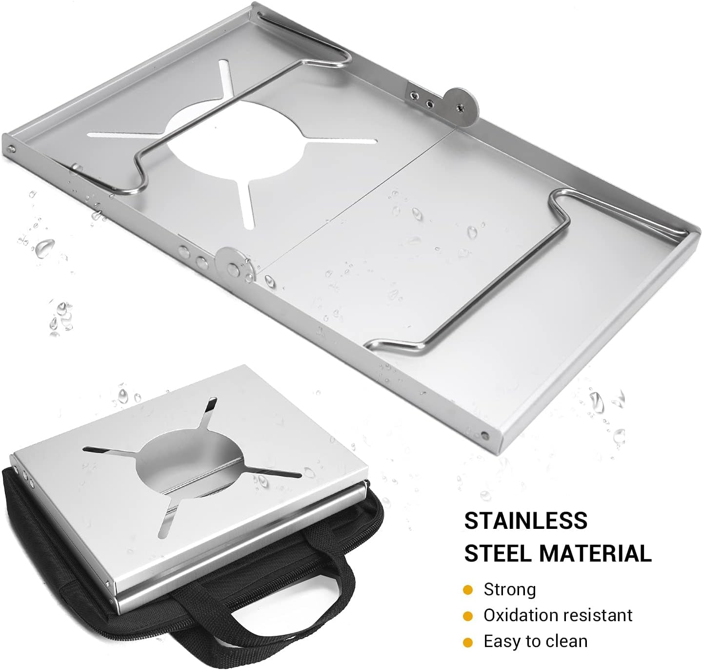 Lightweight Portable Windproof Camping Stove Table - Aluminum Alloy Folding Holder with Storage Bag for Outdoor Adventures, Hiking, Fishing, and Picnics - Silver