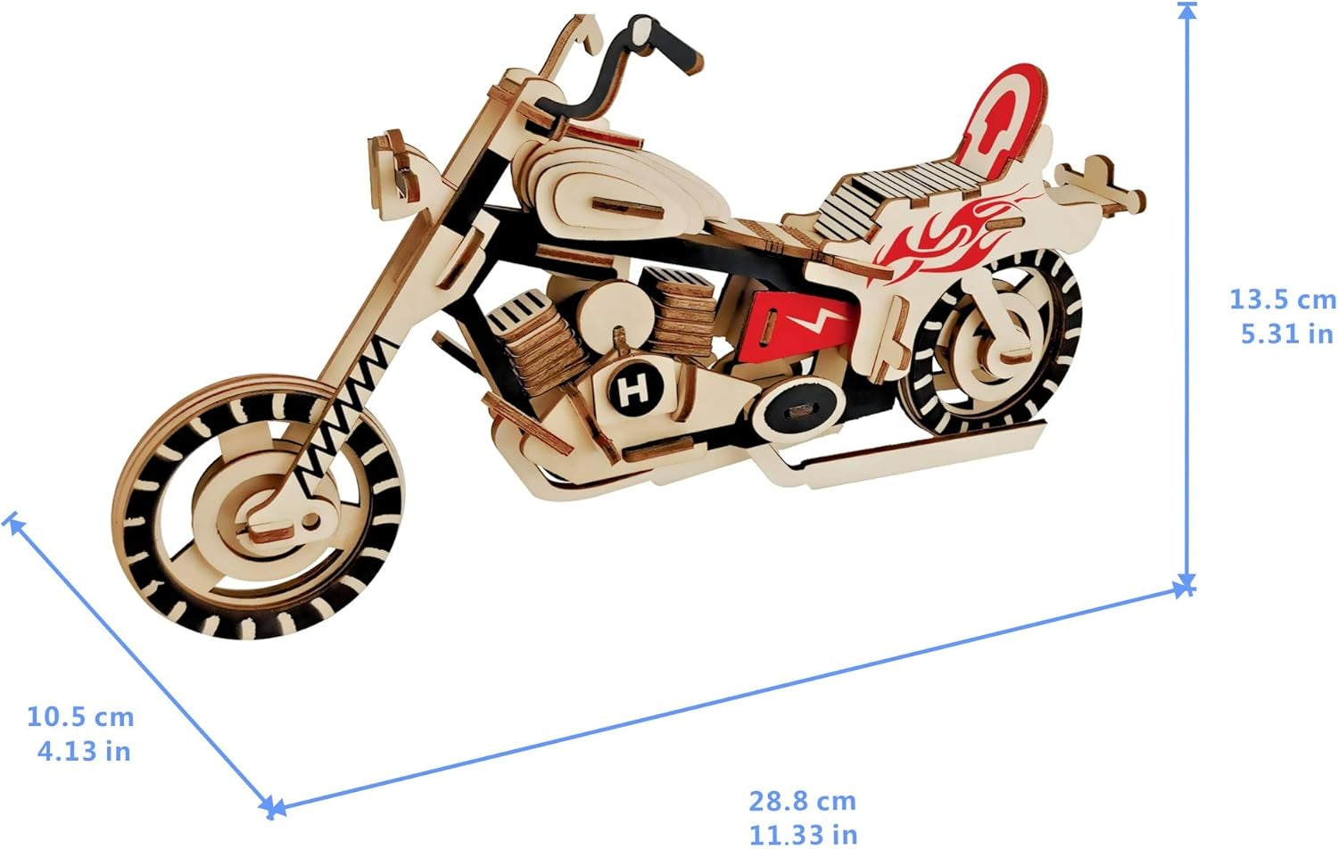 3D Wooden Motorcycle Model Puzzle - 98 Piece DIY Craft Kit for Adults, Perfect Home Decor & Brain Teaser Challenge!
